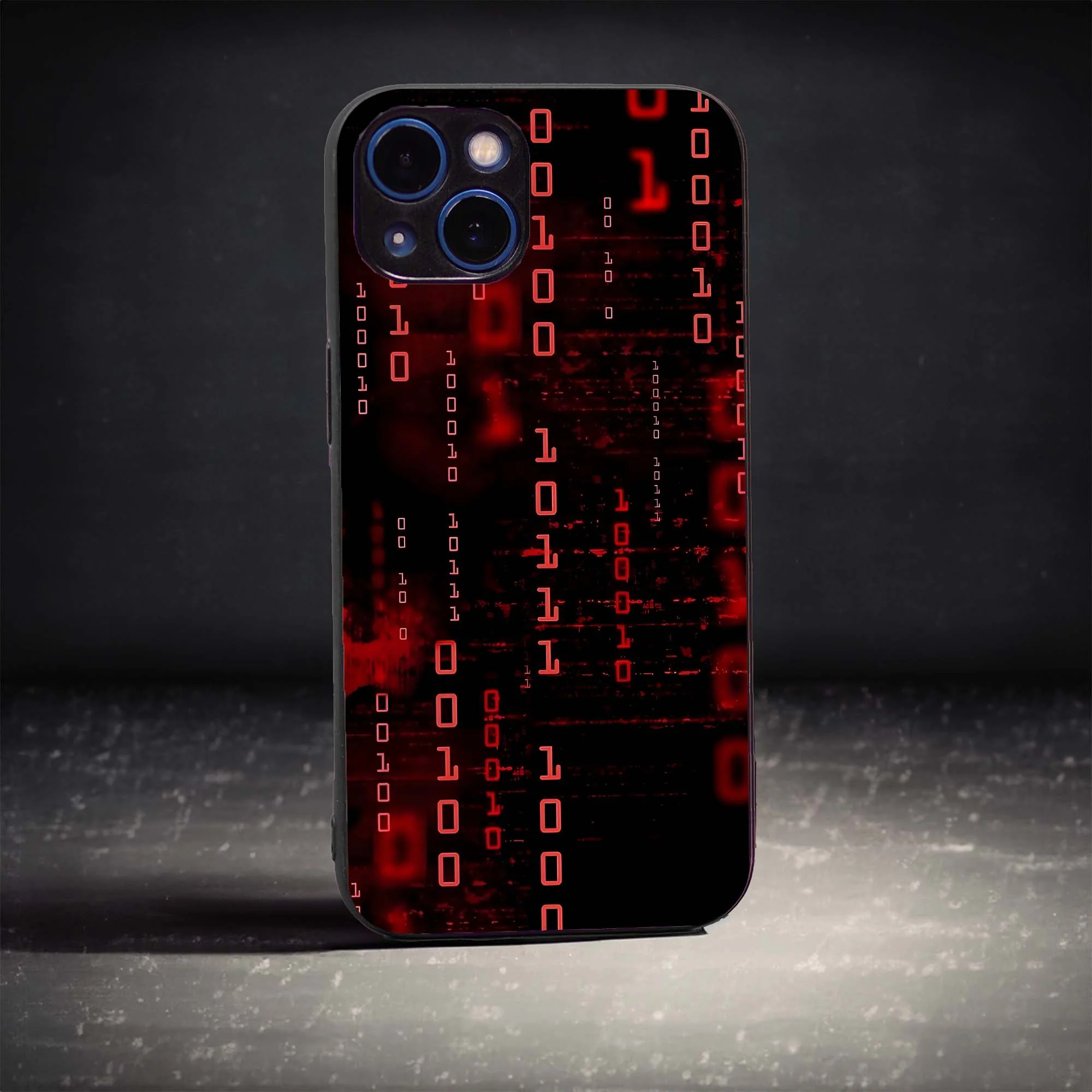 Binary Digits Red Glass Case