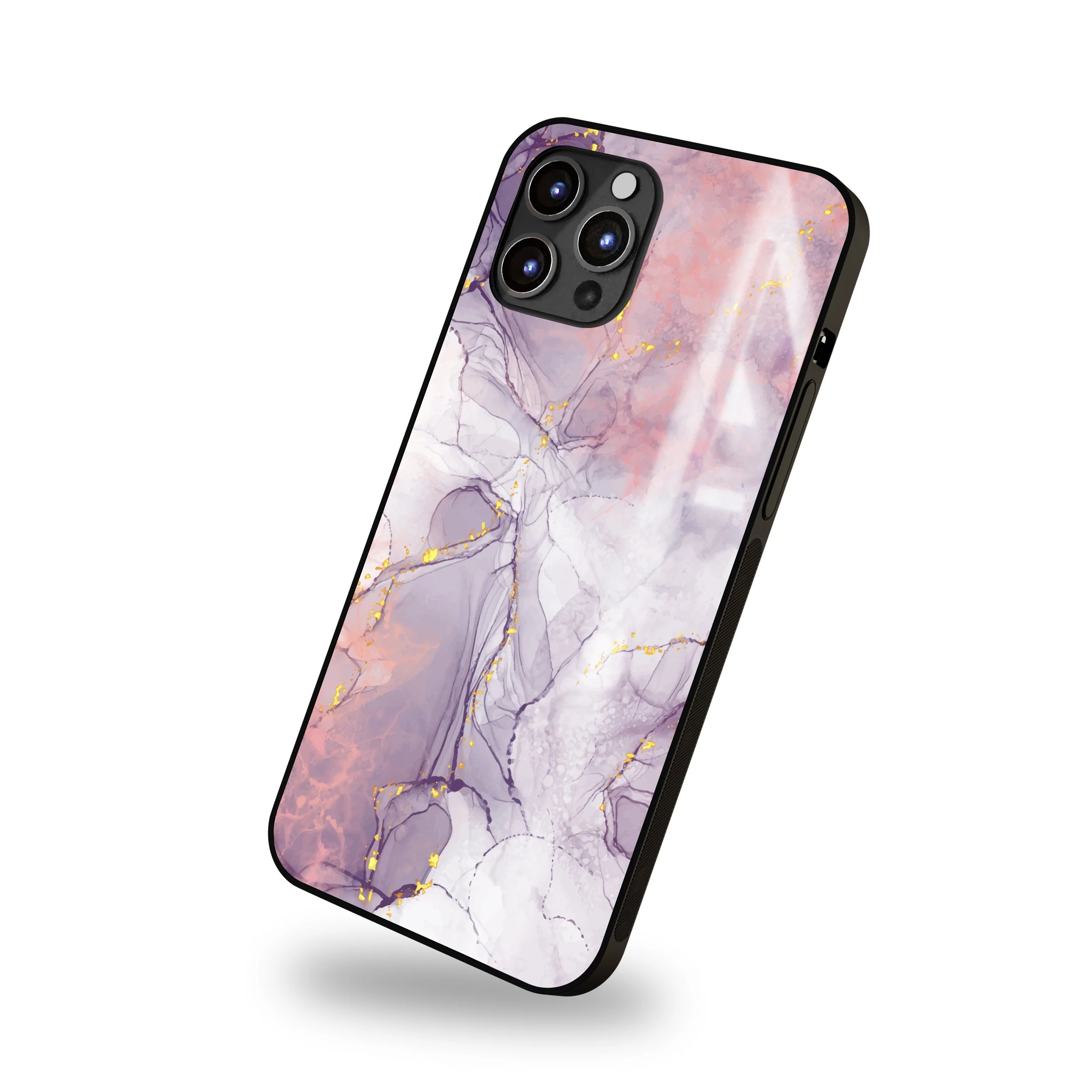 Peach Gold  Marble Print Glass Case