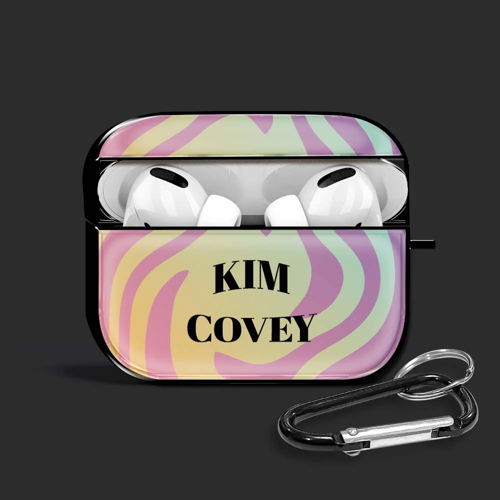Retro Name Airpods Glass Case