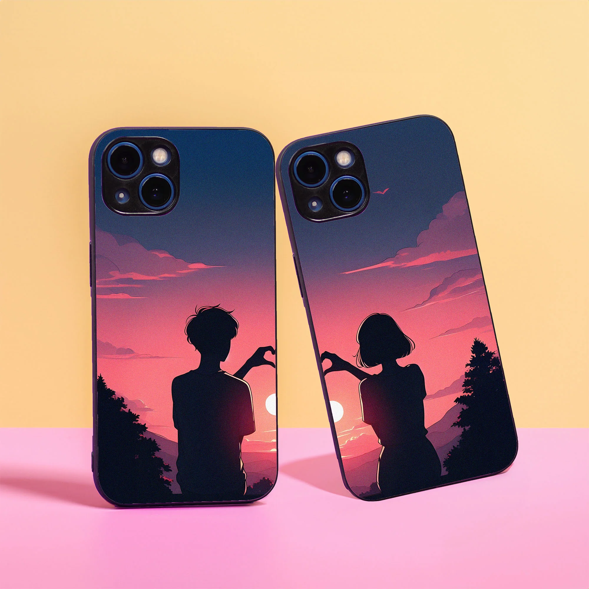 Silhoutte Hearts Couple Case