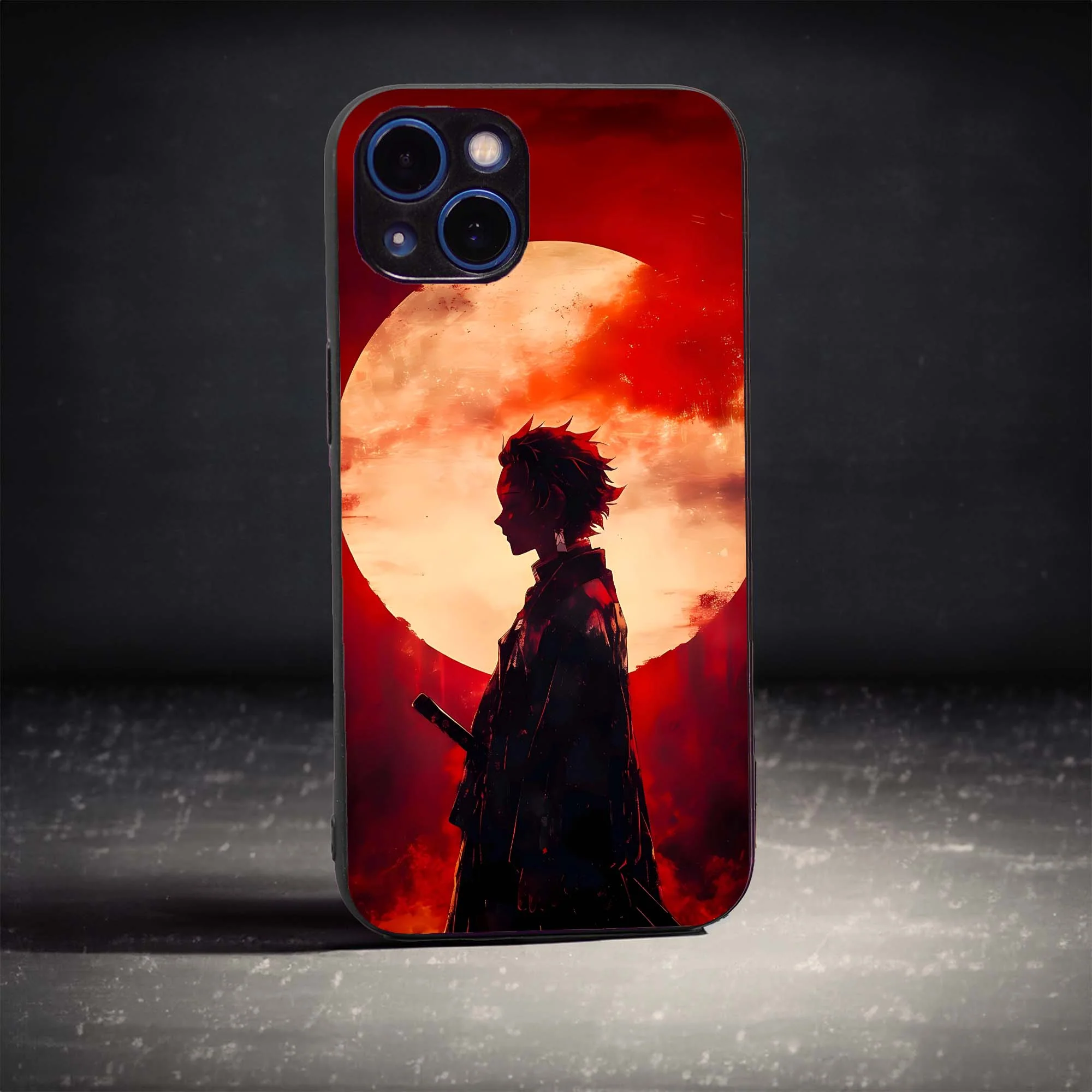Tanjiro Under Red Moon Glass Case