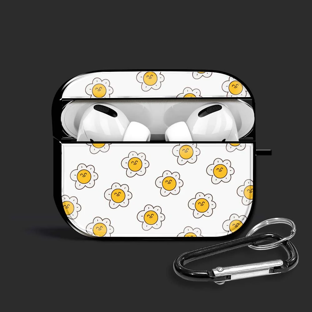 White Floral Airpods Glass Case
